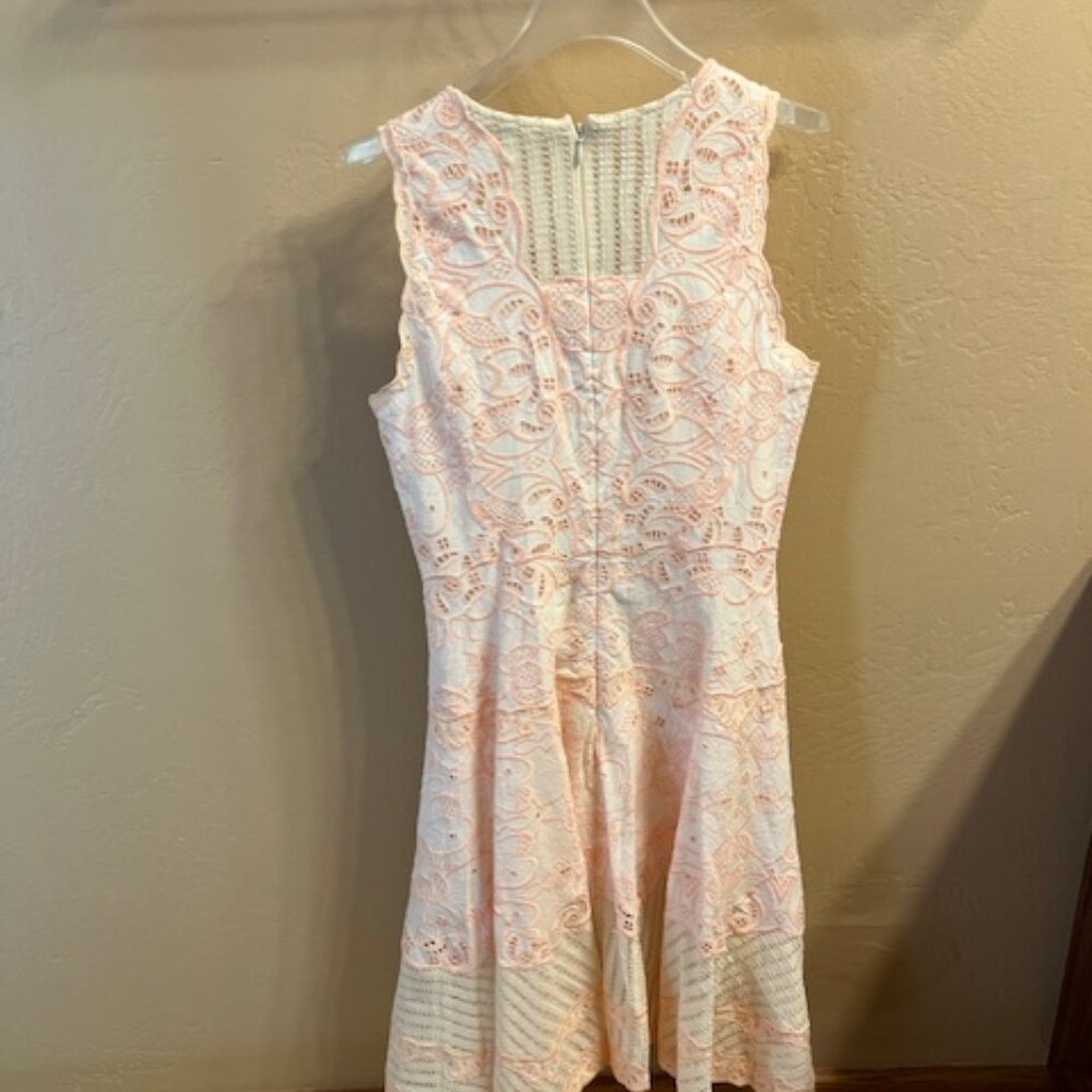 Jonathan Simkhai Pink Lace Cotton A-Line Dress Size 4 Small Pink White